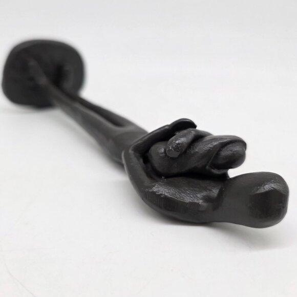 Modern Black Metal Sculpture Of Parent Father Holding Child 7.5" Tall - Picture 9 of 10